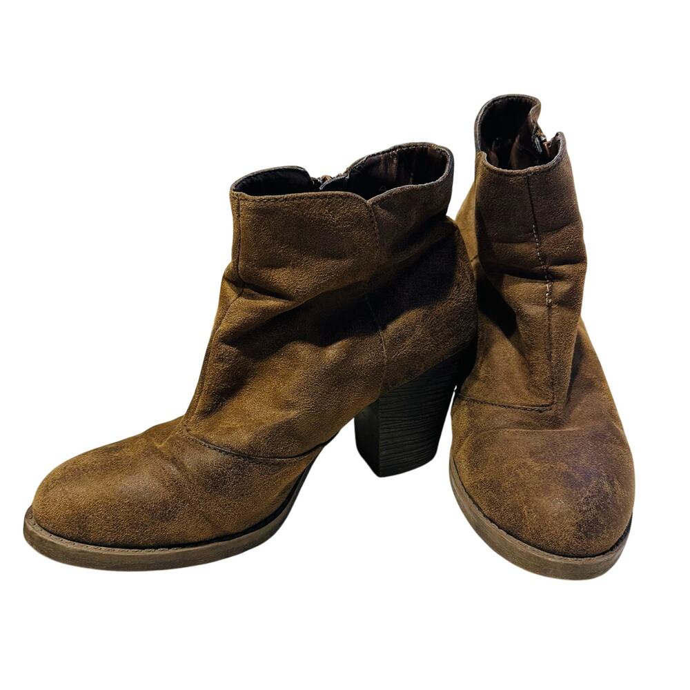 Natural Reflection Brown Zip Up Heeled Ankle Boots women Size 8 Booties Western